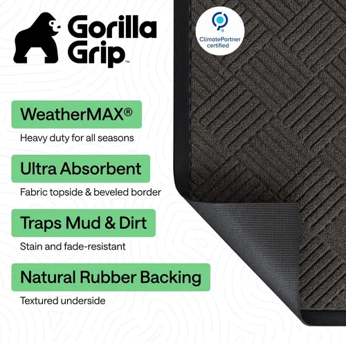 Miniatura 2 de Gorilla Grip WeatherMax - Tapete de pasillo para todas las estaciones, impermeable, 72 x 24 pulgadas, goma natural duradera, resistente a manchas