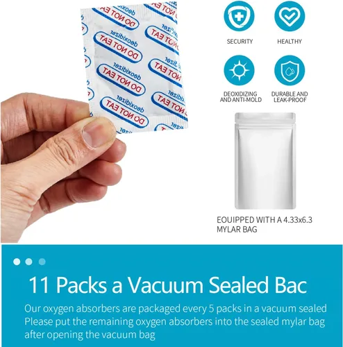 Miniatura 5 de 110 paquetes de absorbentes de oxígeno de grado alimenticio de 100 CC (10 paquetes en bolsa de vacío individual, 11 paquetes de 10) absorbentes