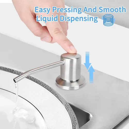 Miniatura 3 de Dispensador de jabón para platos para fregadero de cocina de níquel cepillado, dispensador de jabón para debajo del fregadero con cabezal de bomba