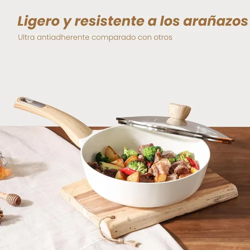 Miniatura 7 de SENSARTE Juego de utensilios de cocina de cerámica, juego de ollas y sartenes antiadherentes, utensilios de cocina de inducción de 14 piezas,