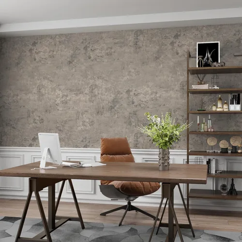 Miniatura 5 de 3yecao Rollo grande extra ancho de 48"×354" papel tapiz de hormigón grueso marrón claro y gris despegar y pegar 3D, papel de contacto de hormigón