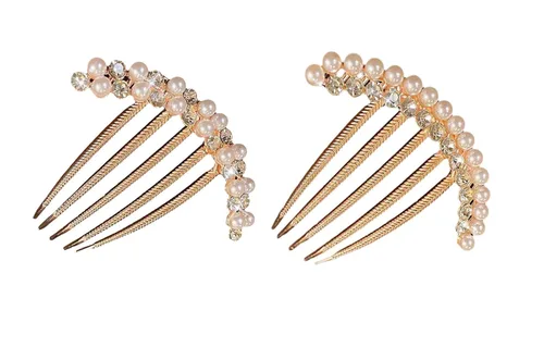 2 peines laterales de pelo perlado para mujeres y niñas, clips para el cabello de novia con diamantes de imitación, accesorios para el cabello de