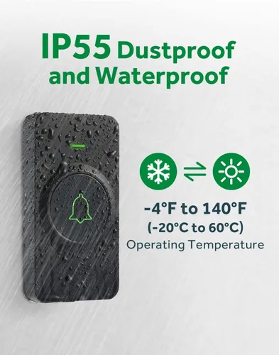 Miniatura 3 de AVANTEK Timbre de puerta inalámbrico, mini CB-11 timbre impermeable que funciona a 1000 pies con 52 melodías, 5 niveles de volumen y flash LED