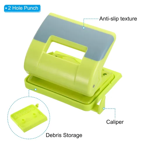 Miniatura 4 de PATIKIL Perforadora de papel de 2 agujeros de 1/4 pulgadas, perforadora de agujero de metal, capacidad de perforación, perforadora ajustable