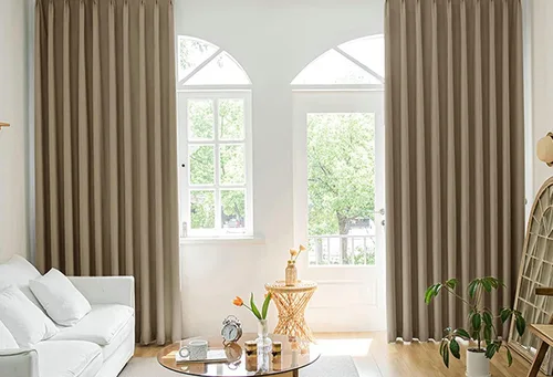 Miniatura 11 de Daesar Bedroom Curtains Blackout 63 Inch Length, Eyelet Thermal Insulated Curtains Solid Jacquard Wave Stripes Texture Beige Yellow Blackout Curtain