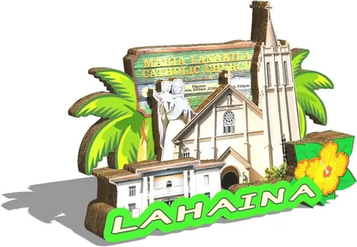 Miniatura 2 de USA Lahaina - Imán de nevera con imán de madera 3D, monumentos de viaje, decoración coleccionable hecha a mano
