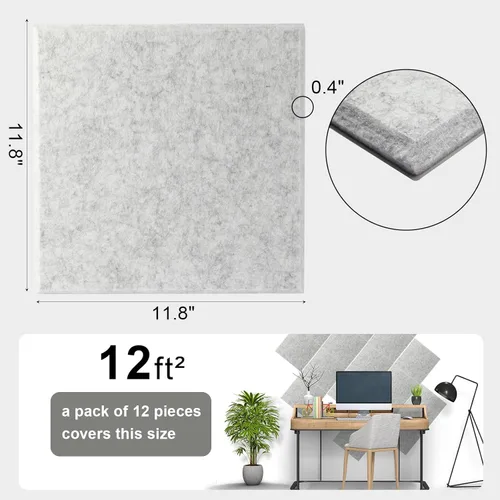 Miniatura 7 de Paneles Acústicos de Pared - Paneles con Cancelación de Ruido para Estudio en Casa y Oficina - Insonorización de Calidad - Paneles de Espuma Gris
