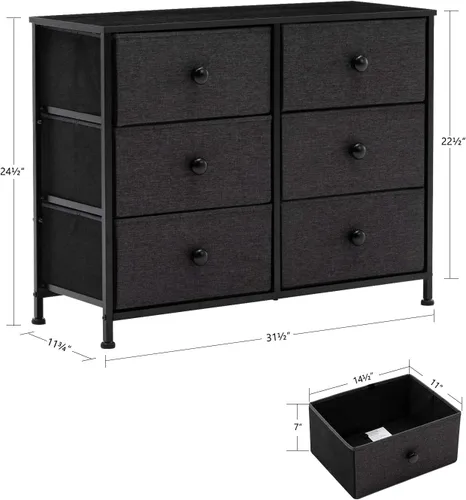 Miniatura 3 de Duhome Cómoda con 6 cajones, cómoda de tela para dormitorio, pasillo, guardería, entrada, armario, organizador y almacenamiento con marco de acero
