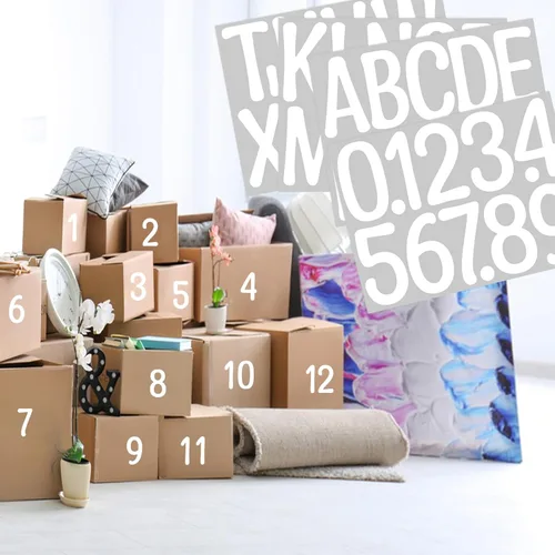 Miniatura 7 de 20 hojas de calcomanías del alfabeto de 4 pulgadas, letras y números, 240 calcomanías de vinilo autoadhesivas para buzones, ventanas, puertas, Blanco