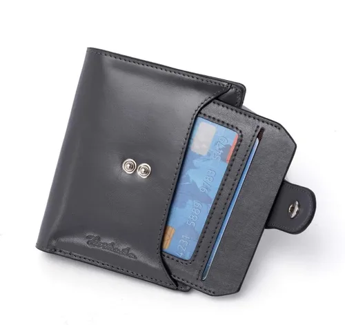 Miniatura 6 de BOSTANTEN - Billetera de cuero para mujer con bloqueo RFID, pequeña, con cremallera, de bolsillo, para tarjetas, con ventana para documento