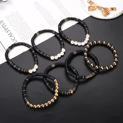 Miniatura 259 de Surfer Heishi - Pulseras apilables para mujer, apilables, de vinilo arcoíris, disco de arcilla, pulseras elásticas para la amistad, joyería bohemia