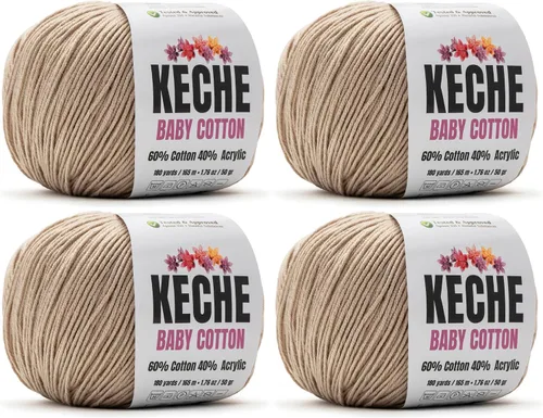 Miniatura 77 de Keche Hilo de algodón, 60% algodón, 40% hilo acrílico, hilo de algodón suave para crochet y tejer, hilo amigurumi, 1 madeja/bola, 1.76 onzas (50g)