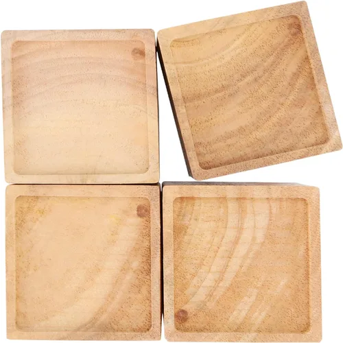 Miniatura 3 de Paquete de 4 elevadores de madera de 4 pulgadas, elevadores de cama de madera resistente, elevadores cuadrados de madera maciza para sofá, mesa