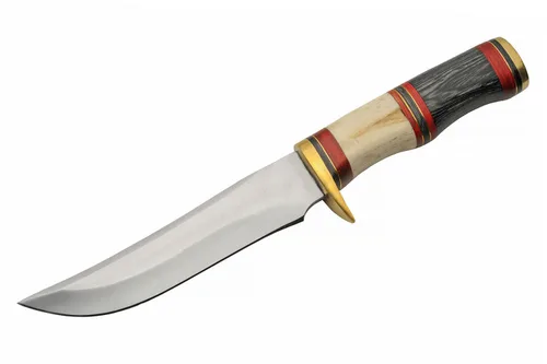 Miniatura 2 de SZCO Supplies 203456 - Cuchillo de caza para exteriores con mango de hueso y madera, con funda de cuero, 11.5 pulgadas de longitud