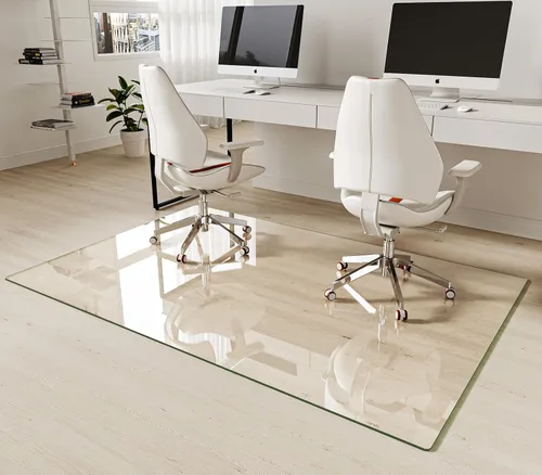 Miniatura 12 de Koonmi Tapete para silla de vidrio templado de 36"x48" - Tapete premium para silla de oficina para suelos de madera dura y alfombra de pelo bajo