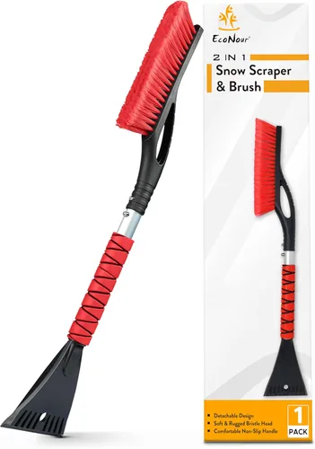 Miniatura 11 de EcoNour Cepillo de nieve para automóvil de 27" y raspadores de hielo para parabrisas de automóvil (paquete de 2) Cepillo de nieve con cabezal