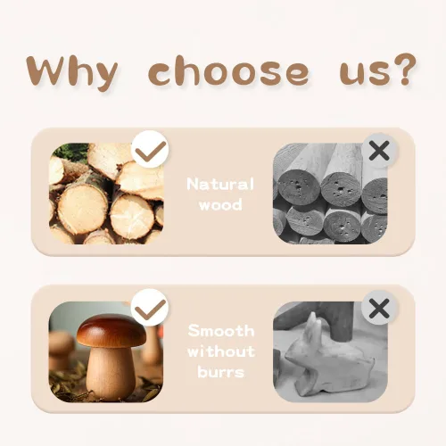 Miniatura 8 de Juguetes de madera con forma de hongos, bloques de madera Montessori, apilables, juguetes para niños pequeños, 11 piezas, hongos en miniatura