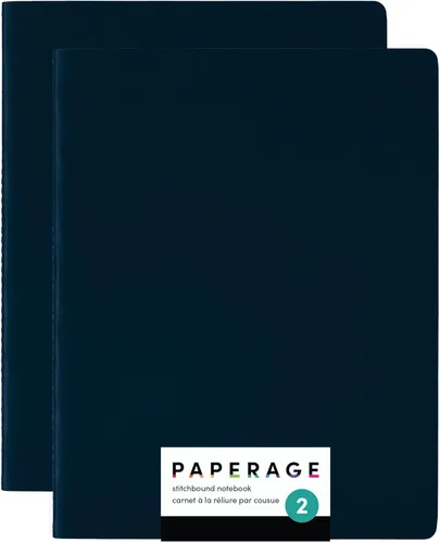 Miniatura 10 de PAPERAGE Cuaderno de diario forrado de tapa suave, paquete de 2, negro), 100 páginas, grande de 7.5 x 9.5 pulgadas, con rayas universitarias, ideal