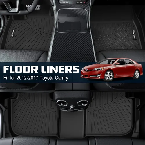 Miniatura 5 de Alfombrillas de suelo y revestimientos de carga para Toyota Camry 2012-2017 (Compatible con híbrido) Protección para todo tipo de clima Goma TPE