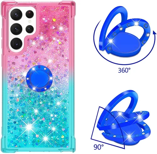 Miniatura 2 de Funda para Samsung Galaxy S22 Ultra, Gradient Quicksand Series Glitter Bling Flowing Liquid Flotante TPU Bumper Cushion Reforzado Corners Women
