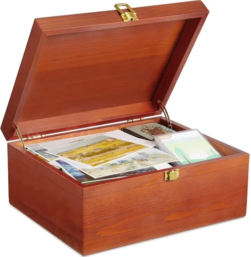 Miniatura 10 de DRASTAR Caja de Recuerdos, Caja de Memoria de Madera de Acacia con Tapas con Bisagras, Caja de Joyería de Madera, Caja de Almacenamiento Pequeña