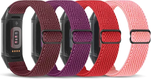 Miniatura 10 de enkic Bandas elásticas de nailon compatibles con Fitbit Charge 5, paquete de 4 correas elásticas suaves y ajustables, transpirables, correa