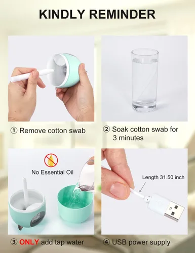 Miniatura 6 de Humidificador de Niebla Fría, Mini Humidificadores de 300ml con Luz Nocturna, Humidificador de Aire Automático Sin Agua con Apagado Automático