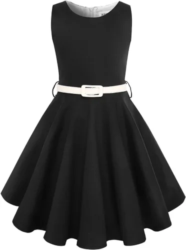 Miniatura 2 de gogoparti Vestido vintage para niñas, vestidos para ocasiones especiales con collar, vestido de lunares para niños, vestido de fiesta retro