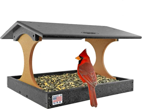 DutchCrafters Amish Poly Deluxe Fly by Bird Feeder (negro y cedro)