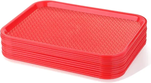 New Star Foodservice Bandeja de comida rápida, juego de 12 (rojo, 10 x 14 pulgadas)