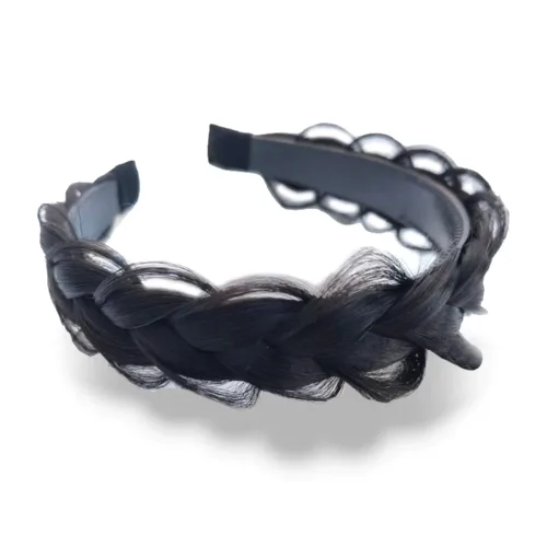 Miniatura 6 de RPZL (Rubio caramelo 8/14) Diademas trenzadas de cabello sintético – Diadema trenzada ligera y antideslizante – Dos hebras de 4 pulgadas de ancho