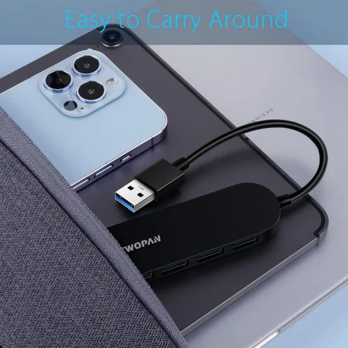 Miniatura 5 de TWOPAN Hub USB 3.0 de 4 puertos, adaptador multipuerto USB ultra delgado para laptop, escritorio, Mac, Surface Pro, XPS, mouse, teclado, unidad