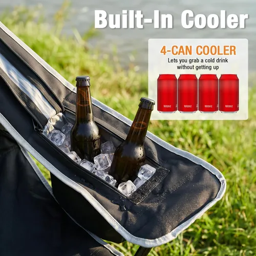 Miniatura 7 de 2 Pack Folding Camping Chairs Support 400LBS Portable Outdoor Chairs with 4-Can Cooler Bag, Lawn Chairs with Cup Holder for Adults, Collapsible