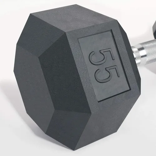 Miniatura 4 de LIONSCOOL - Mancuernas hexagonales de goma con mango de metal para entrenamiento de fuerza y resistencia, desarrollo de musculatura y entrenamiento