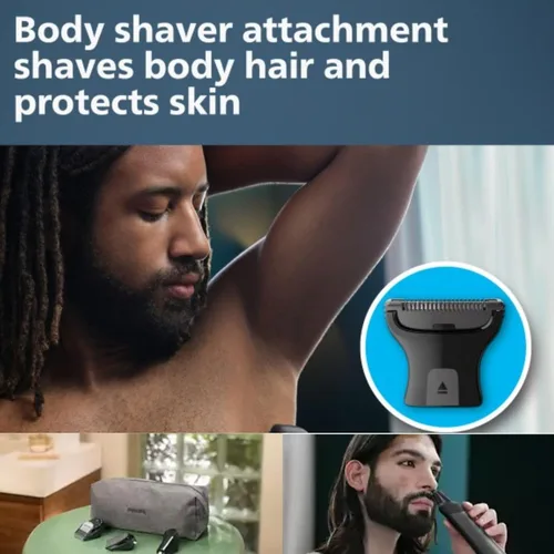 Miniatura 5 de Philips Multigroom Series 9000 Recortadora 24 en 1 para Barba, Cabello y Cuerpo Kit de Aseo Peine de Recorte de Precisión, Cuchillas de Acero