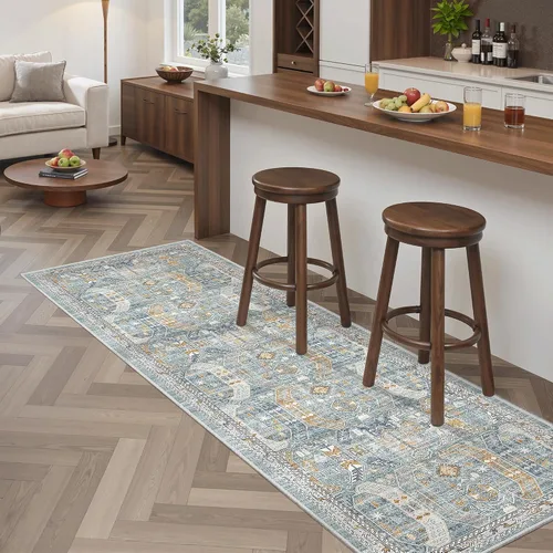 Miniatura 950 de Madane Tapete lavable de 2 x 10 pies para pasillo, cocina, recibidor, clásico, suave, antideslizante para interiores, casa de campo, baño, sala