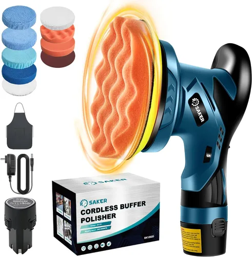Miniatura 12 de Saker Pulidora Buffer Inalámbrica para Automóvil - Kit de Máquina Encerradora Portátil de 6 Pulgadas con 2x2000mAh Baterías y 6 Velocidades