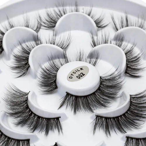 Miniatura 2 de DYSILK Pestañas postizas naturales de visón 6D, aspecto dramático, pestañas postizas esponjosas, extensión de maquillaje, pestañas largas hechas a