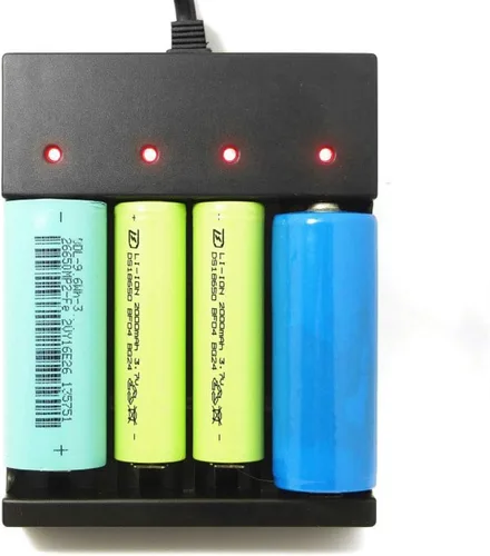 Miniatura 5 de ZYAMY Cargador de batería inteligente USB de 4 ranuras 5V para baterías recargables 3.7V Li-ion 10440, 14500, 16340, 16650, 14650, 13350, 18500