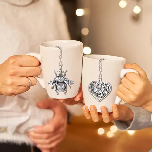Miniatura 7 de Cunhill 4 Juegos de Infusores de Té Suelto de Acero Inoxidable Bolas de Té Lindos Coladores de Té Filtros Infusores con Colgantes de Piedra