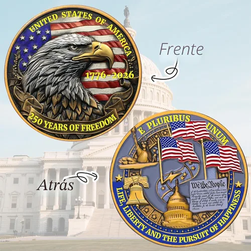 Miniatura 4 de Medalla Conmemorativa del 250 Aniversario de EE. UU. - Mercancía de América 250 con Águila Americana y Bandera de EE. UU. 250 Años de Libertad
