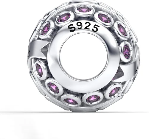 Miniatura 6 de Dijes de piedra natal de amor con corazón calado para pulseras y collares, plata de ley 925 con circonita cúbica 5A, regalos de joyería para mujeres