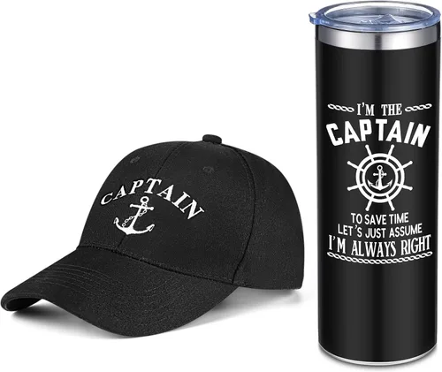 Handepo Accesorios de Navegación Regalos para Hombres Gorra de Capitán de Barco I'm Captain Tumbler Gorra de Béisbol de Navegación Tazas Náuticas