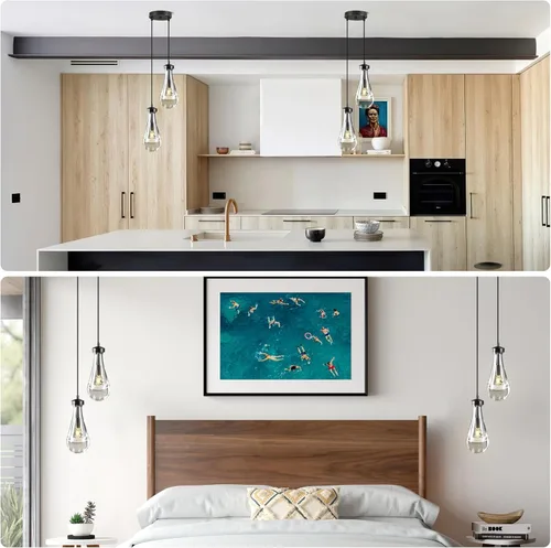 Miniatura 7 de Luces Colgantes Modernas en Forma de Gota de Lluvia, Lámparas Colgantes de Latón de 2 Luces para Isla de Cocina, Iluminación Colgante Dorada