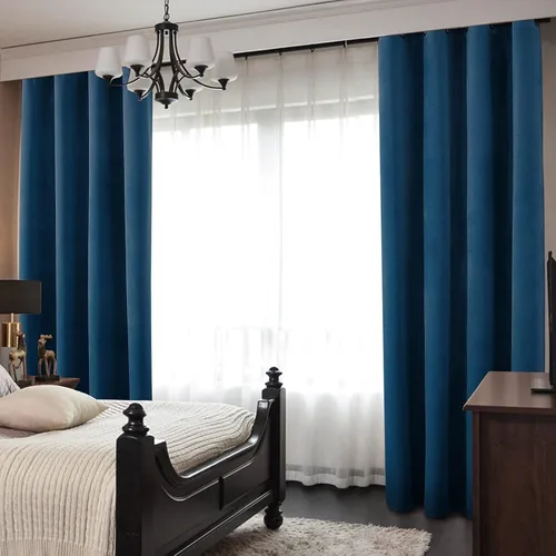Miniatura 6 de HOMEIDEAS Cortinas de terciopelo opacas de color azul marino, 52 x 96 pulgadas, para oscurecer la habitación, con aislamiento térmico y ojales