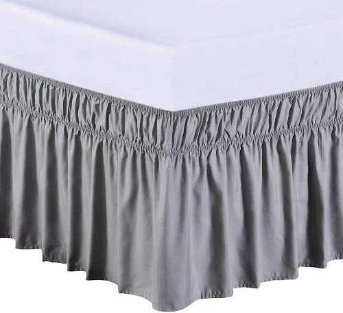 Miniatura 22 de MEILA - Faldón de cama envolvente con tres lados de tela y elástico, con volantes de 14 pulgadas, caída a medida, fácil de instalar, resistente a