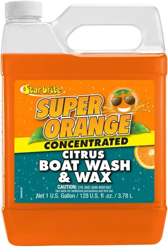 STAR BRITE Jabón y cera para barcos cítricos súper naranja - Fórmula concentrada prémium para un brillo y protección definitivos