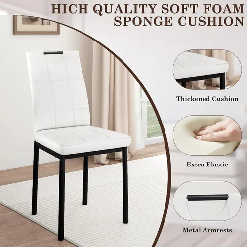 Miniatura 5 de Juego de mesa de comedor de 7 piezas para 4, 6 personas, mesa de cocina grande de madera larga de 71 pulgadas con 6 sillas acolchadas con mesa