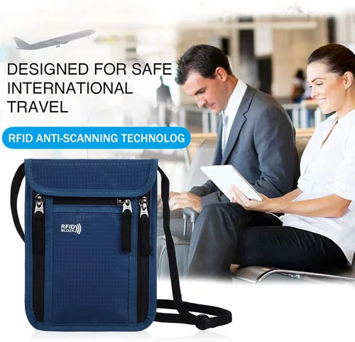 Miniatura 6 de Bolsa de viaje para el cuello, cartera para pasaporte familiar, funda organizadora con bloqueo RFID RFID Blocking