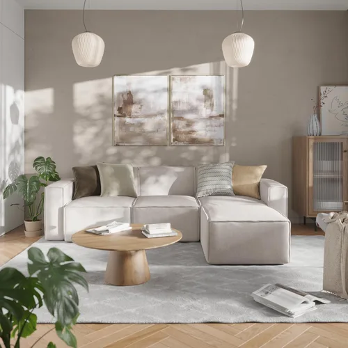 Miniatura 7 de Flash Furniture Bridgetown - Módulo otomano de tela para sofá seccional, sofá modular personalizable, otomano, color crema